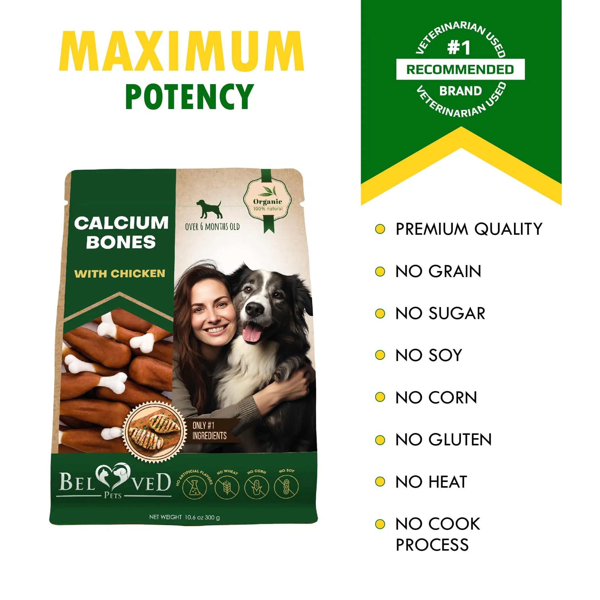 Dog Calcium Bones Wrapped Chicken & Rawhide Free Chew Treats