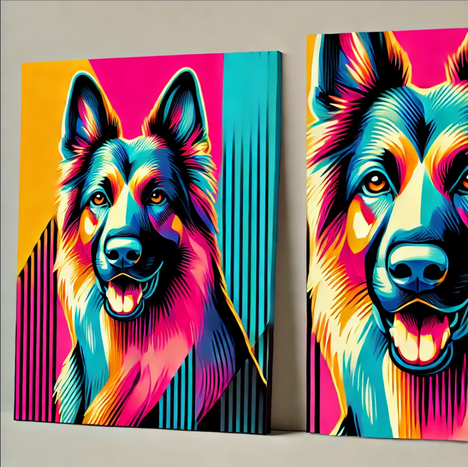 German Shepherd Matte Paper Poster With Pop Art Design